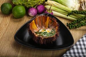 Grilled Sea Urchin with egg photo