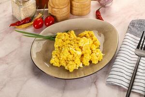 Scrambled egg in the bowl photo