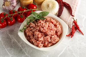 Raw minced pork uncooked meat photo