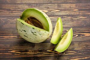 Ripe sweet and juicy dalmatian melon photo