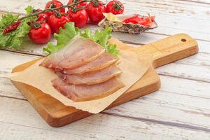 Sliced salted marlin fish carpaccio photo