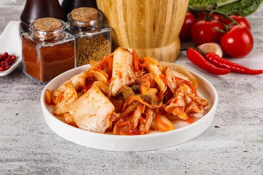 coreano cocina fermentado repollo kimchi foto