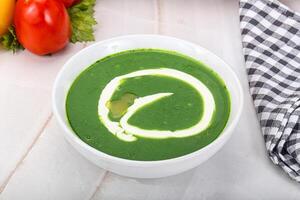 Vegetarian cuisine spinach cream soup photo