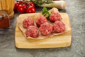 Raw beef meatball minced meat photo