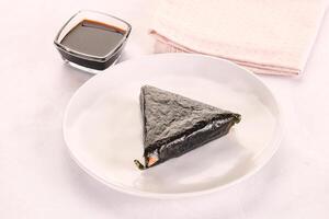 Japanese traditional onigiri with fish photo