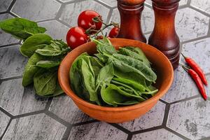 Natural organic raw green spinach photo