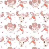 Coquette Seamless Pattern Cowgirl, Girly Western Digital Paper isolated on white background. vector