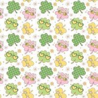 Groovy st patrick's day seamless pattern, cute retro cartoon doodle repeatable background vector