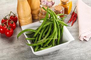 Raw green bean string uncooked photo