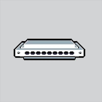 Pixel art illustration Harmonica. Pixelated Harmonica. Harmonica instrument. pixelated for the pixel art game and icon for website and video game. old school retro.