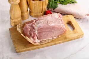 Raw uncooked pork meat loin photo