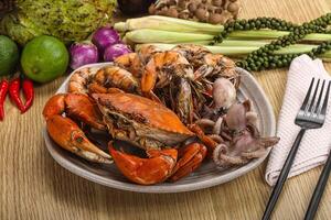 Luxury seafood mix - crab, prawn, octopus photo