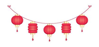 Chinese Lantern Hanging Garland, Lunar New Year and Mid-Autumn Festival Decoration Graphic vector