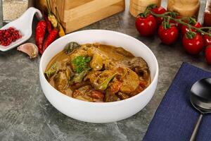 Yellow THai curry with beef photo