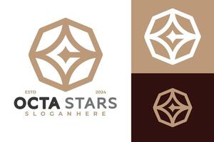 letra C estrella octágono logo diseño vector símbolo icono ilustración