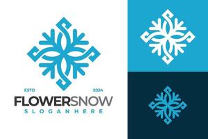 Flower Snow Bloom Logo Design Vector Template