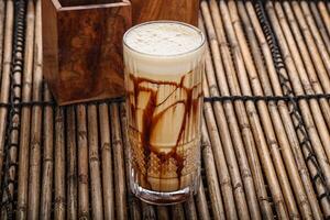 Sweet hot chocolate in the glass photo