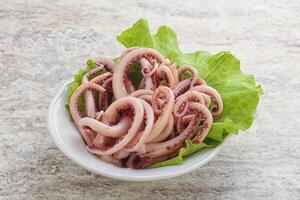 Marinated squid tentacles in the bowl photo