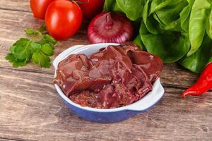 Raw chicken liver for cooking photo