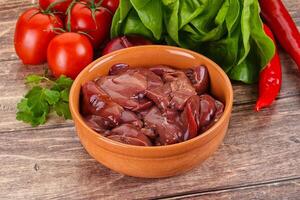 Raw chicken liver for cooking photo