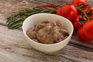 Soft chicken liver with cream photo