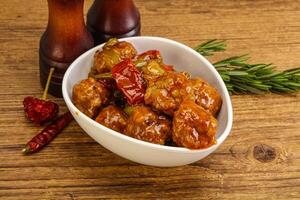 Meat ball in tomato sauce photo