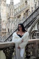 Portrait of a woman in front of the Dome of Milan photo