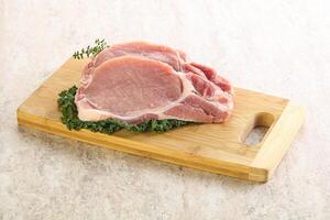 Raw pork loin for coocking photo