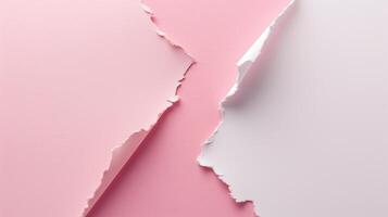 AI generated Torn Pink and White Paper with Copy Space. photo