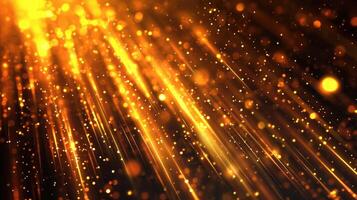 AI generated Golden Shimmering Bokeh Lights Abstract Festive Background. photo