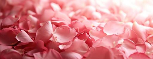 ai generado rosado Rosa pétalos en suave atención para romántico antecedentes. foto