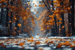 AI generated petal flowers confetti falling from a bright blue sky on an autumn or spring professional photography photo