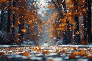 ai generado pétalo flores papel picado que cae desde un brillante azul cielo en un otoño o primavera profesional fotografía foto