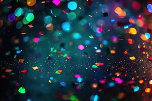 AI generated papers confetti falling in the bright blue sky professional photography background photo