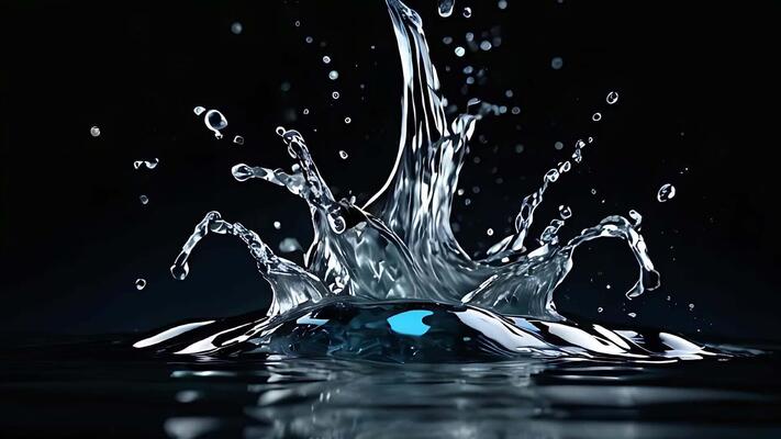 AI generated water splash with droplets on background slow motion