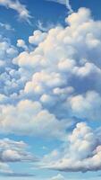 AI generated cloud and sky cartoon, adorned with fluffy, embodying a perfect holiday and summer day video