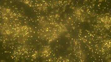 Glitter of golden particles, abstract background, flickering particles with bokeh effect. 3D rendering. video