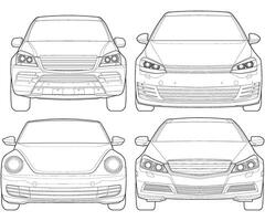 conjunto de coche aislado ilustración, vector línea arte, transporte vector manojo, Deportes auto, moderno auto, coche concepto, línea vector.