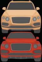 Set of front view Vector Illustration of Isolated highlight  color car on black background, Vehicle in a Flat Cartoon Style.