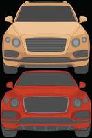 Set of front view Vector Illustration of Isolated highlight  color car on black background, Vehicle in a Flat Cartoon Style.