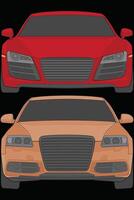 Set of front view Vector Illustration of Isolated highlight  color car on black background, Vehicle in a Flat Cartoon Style.