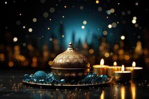 AI generated background concept greeting card with theme related to the Ramadan or eid fitr mubarak photo