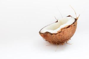 Half of coconut closeup on a white background photo