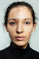 antes de y después cosmético operación. foto