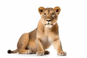 AI generated lioness isolated on white background photo