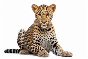 ai generado leopardo aislado en llanura antecedentes foto