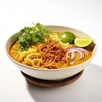 AI generated Khao soi soup closeup photo