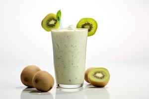 AI generated Kiwi milkshake isolated on white background photo