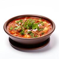 AI generated Posole soup closeup photo