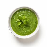 AI generated Watercress soup closeup photo